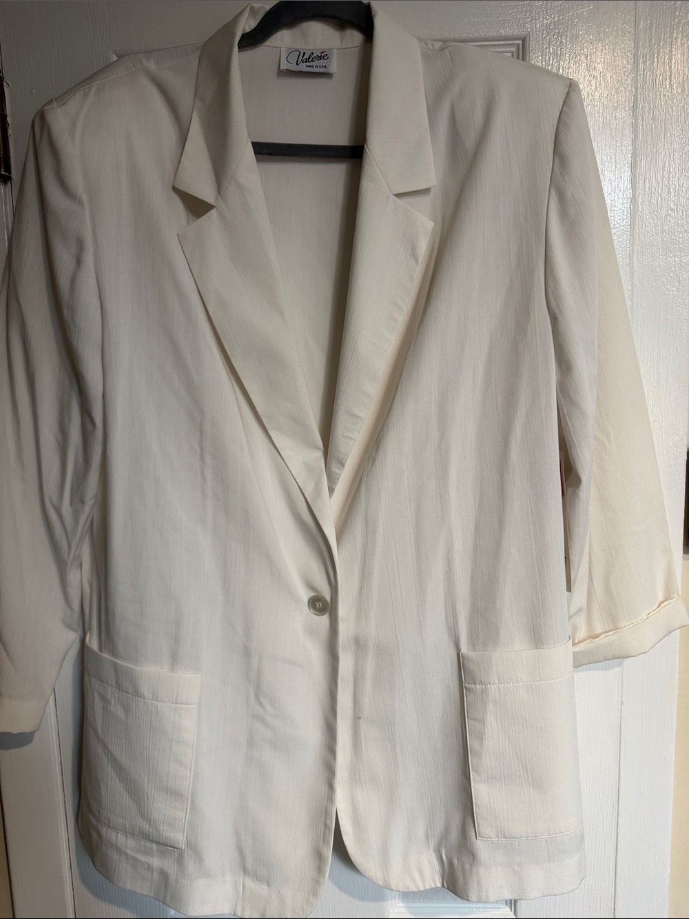 Women's White  Single-Button Blazer Jacket by Velorie